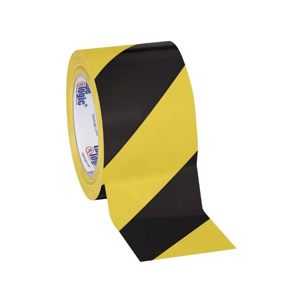 Tape Logic 3'' x 36 yds. Black/Yellow Tape Logic Striped Vinyl Safety Tape, 16PK BUY00021668 - main